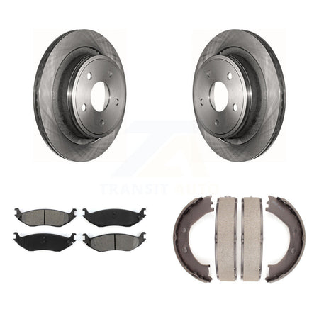 Rear Disc Rotors Semi-Metallic Pads And Parking Brake Shoes Kit For Dodge Ram 1500 K8S-104600