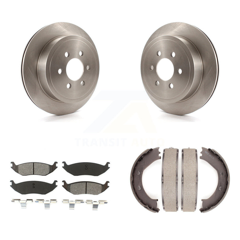 Rear Disc Rotors Semi-Metallic Pads And Parking Brake Shoes Kit For 2003 Dodge Durango K8S-104601