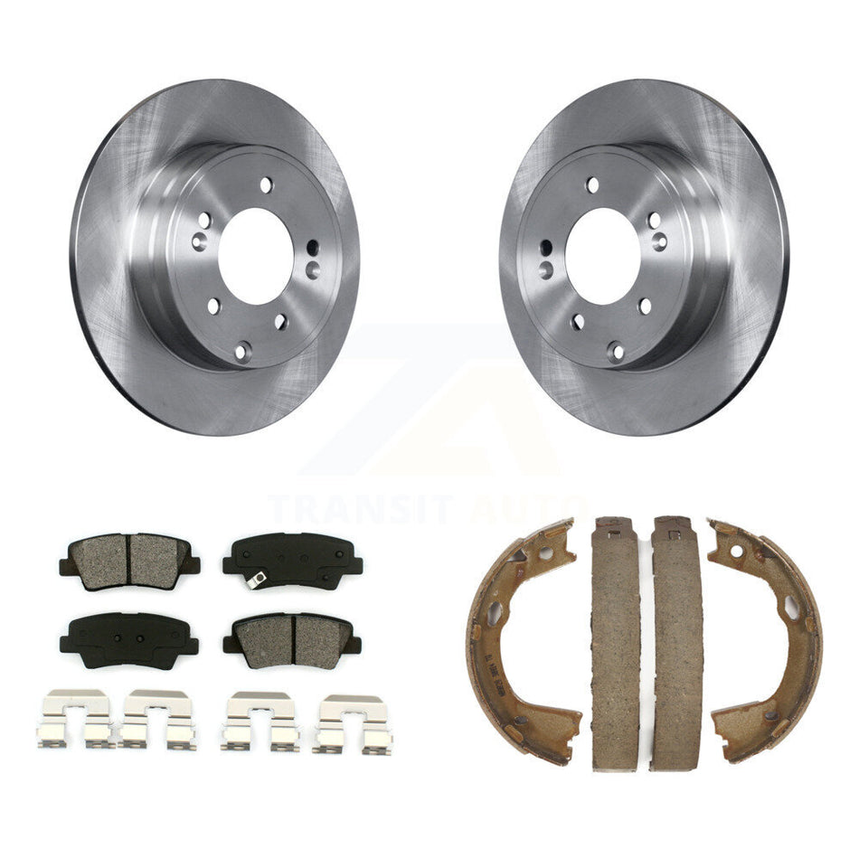 Rear Disc Rotors Semi-Metallic Pads Parking Shoes Kit For Hyundai Sonata Kia Optima Azera K8S-104604