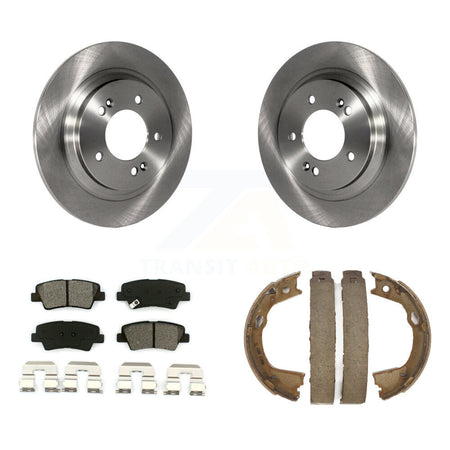 Rear Disc Rotors Semi-Metallic Pads And Parking Brake Shoes Kit For Hyundai Sonata Azera K8S-104605