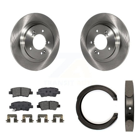Rear Disc Rotors Semi-Metallic Pads And Parking Brake Shoes Kit For Kia Optima K8S-104607
