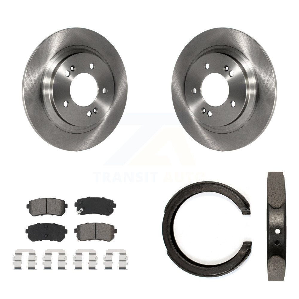 Rear Disc Rotors Semi-Metallic Pads And Parking Brake Shoes Kit For Kia Optima K8S-104608