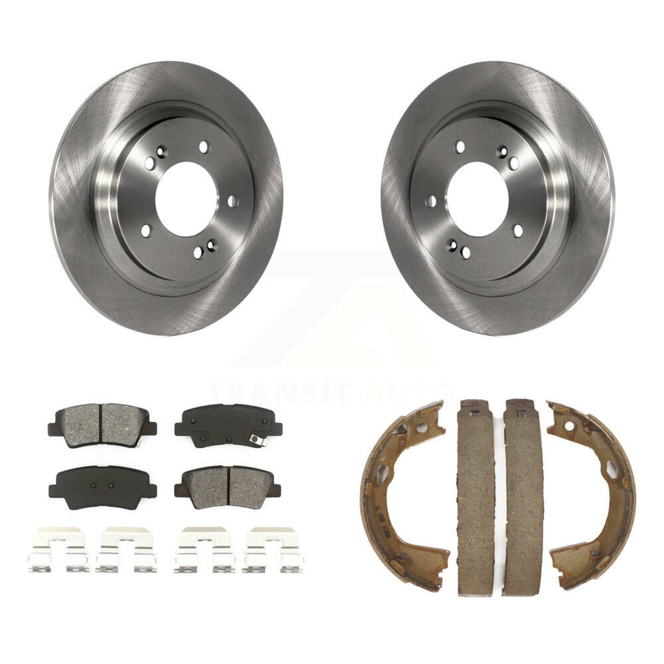 Rear Disc Rotors Semi-Metallic Pads And Parking Brake Shoes Kit For Kia Optima K8S-104609