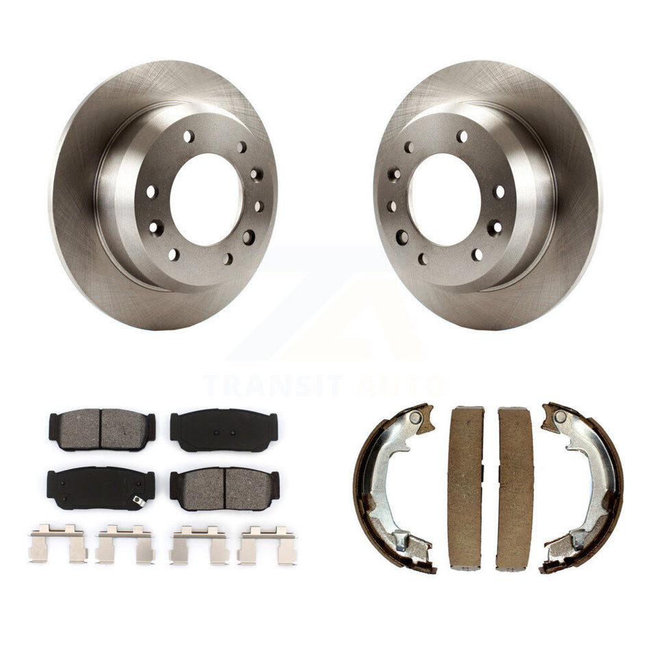 Rear Disc Rotors Semi-Metallic Pads & Parking Shoes Kit For Hyundai Entourage Kia Sedona K8S-104613