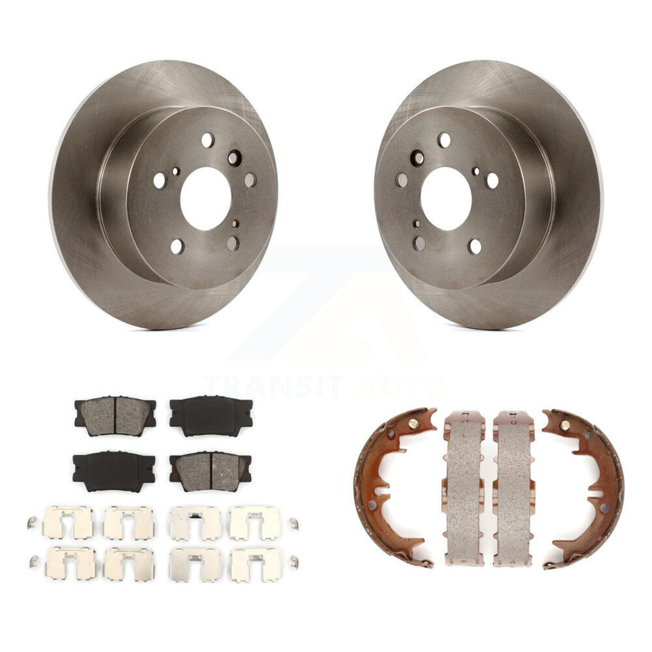 Rear Disc Rotors Semi-Metallic Pads Parking Shoes Kit For Toyota Camry Lexus ES350 Avalon K8S-104619