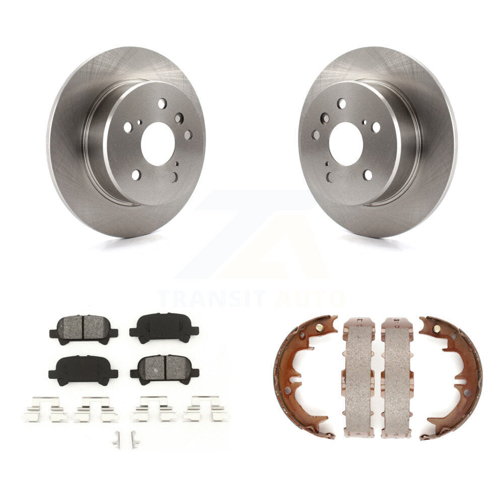 Rear Disc Rotors Semi-Metallic Pads & Parking Brake Shoes Kit For 2000-2004 Toyota Avalon K8S-104621