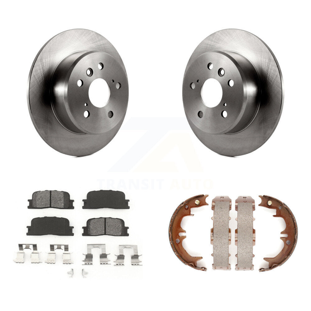 Rear Disc Rotors Semi-Metallic Pads Parking Shoes Kit For 2001-2003 Toyota Highlander FWD K8S-104628