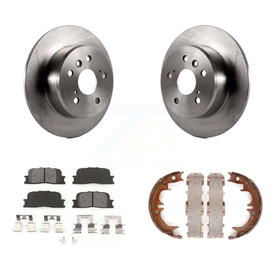 Rear Disc Rotors Semi-Metallic Pads Parking Shoes Kit For 2001-2003 Toyota Highlander FWD K8S-104628