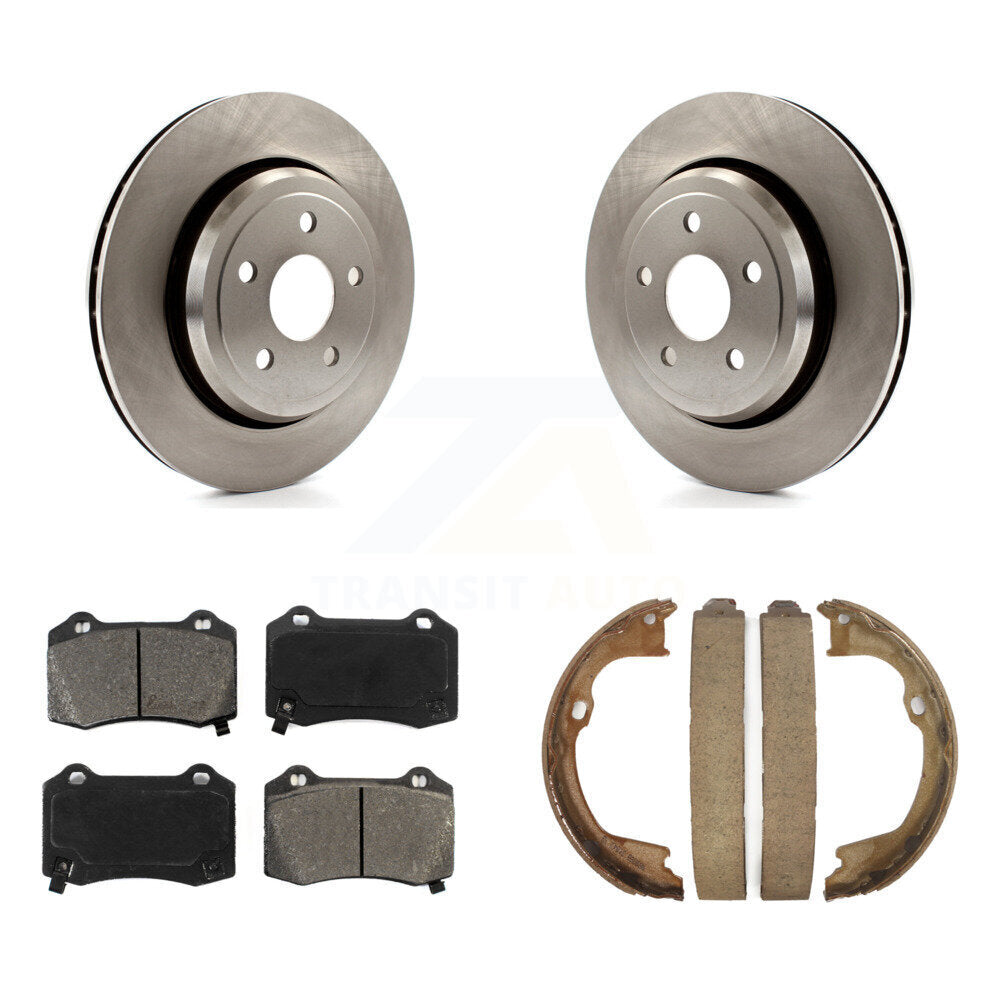 Rear Disc Rotors Semi-Metallic Pads Parking Brake Shoes Kit For Jeep Grand Cherokee Dodge K8S-104632