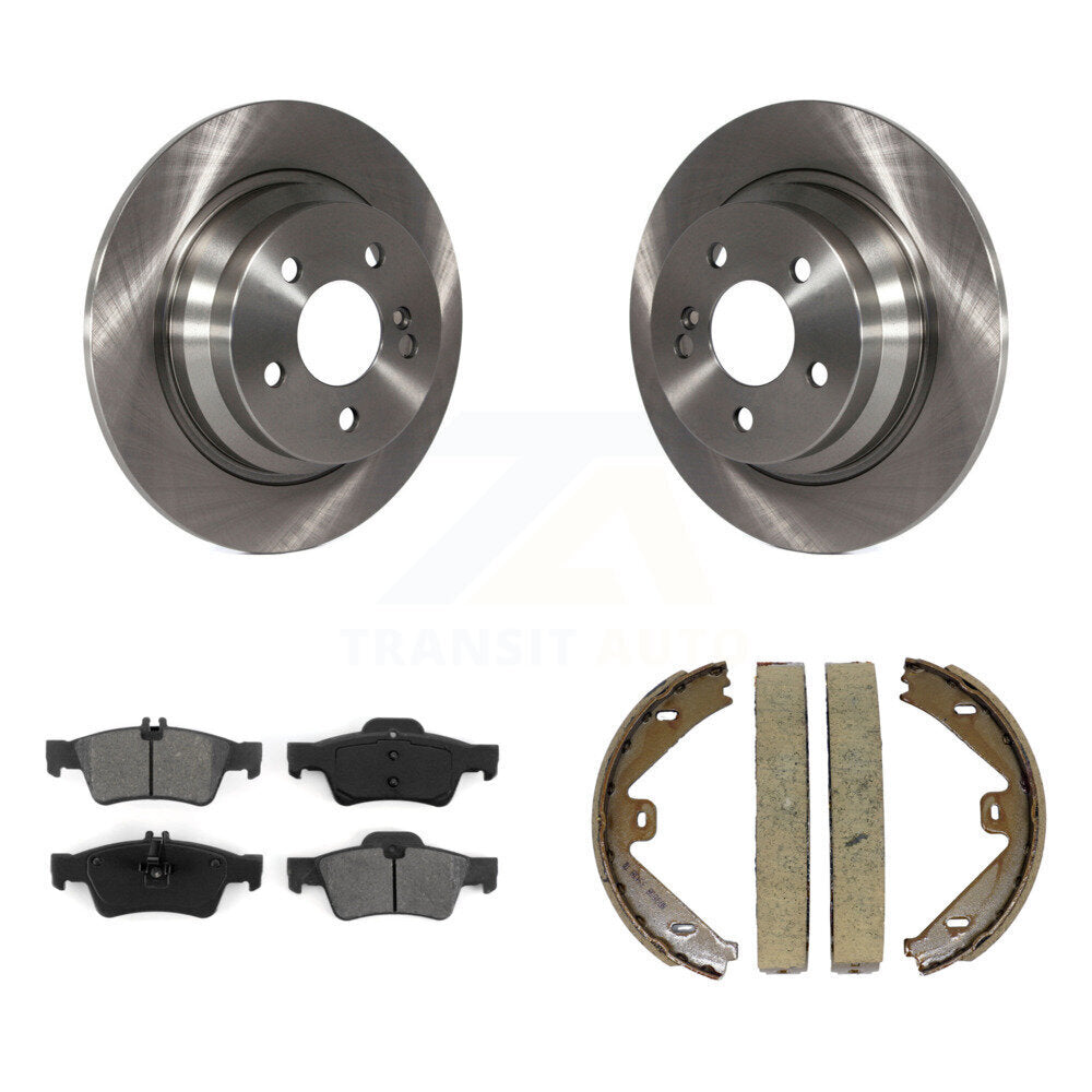 Rear Disc Rotors Semi-Metallic Pads & Parking Brake Shoes Kit For Mercedes-Benz E250 E350 K8S-104637