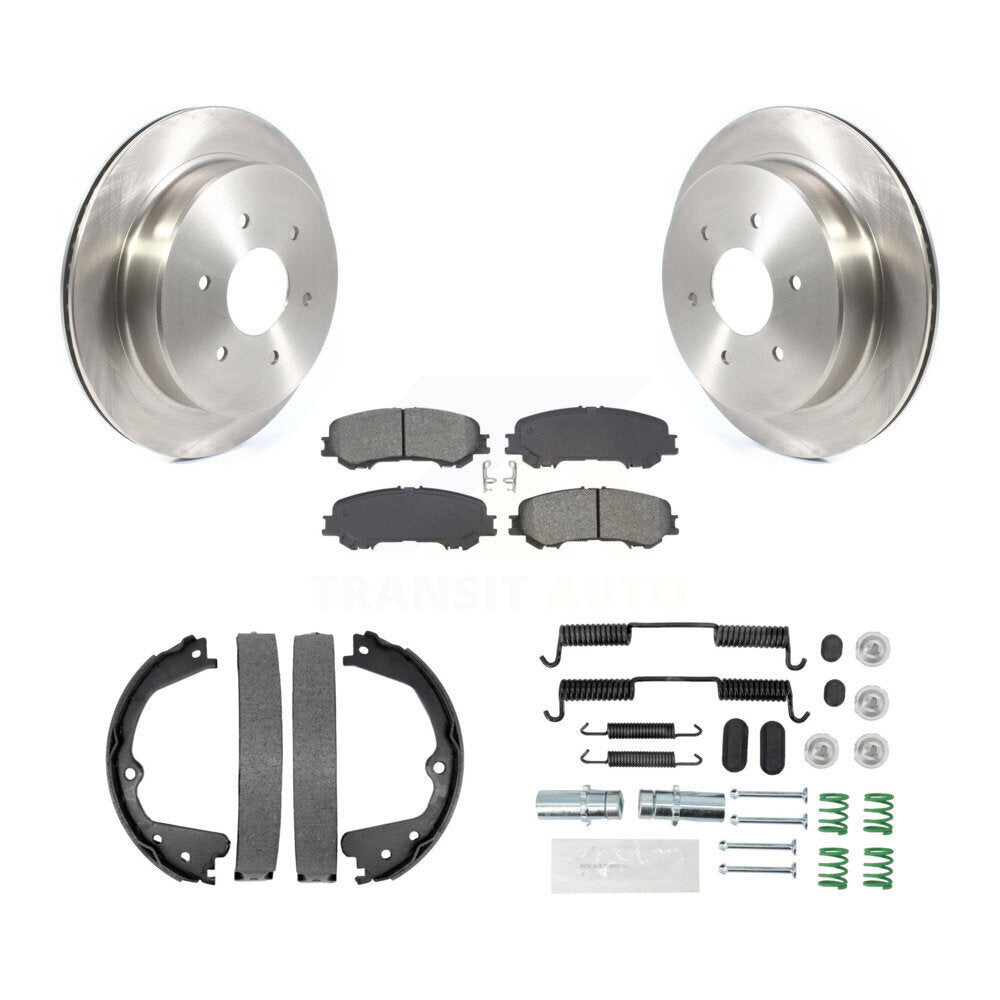 Rear Disc Rotors Semi-Metallic Pads Parking Shoes Hardware Kit For 2017-2023 Nissan TITAN K8S-104638