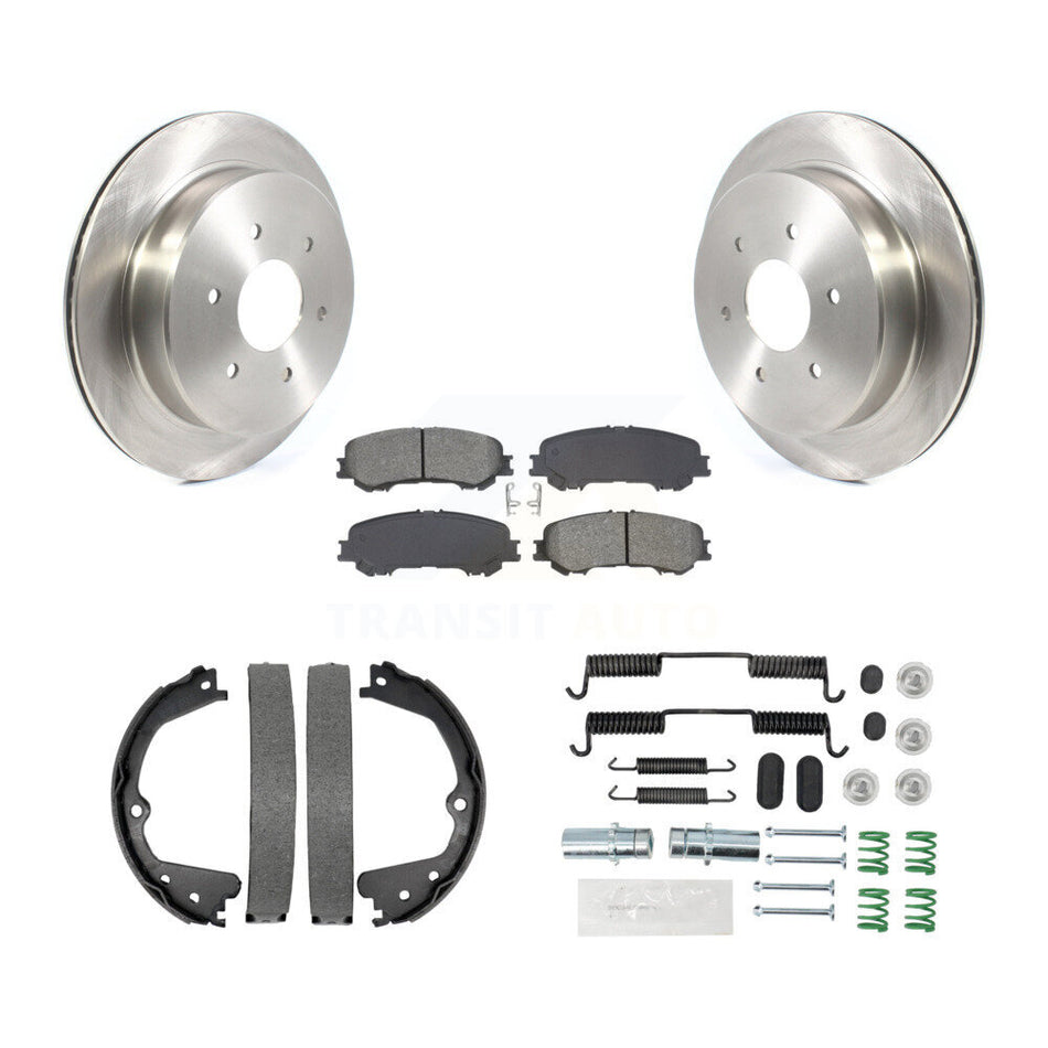 Rear Disc Rotors Semi-Metallic Pads Parking Shoes Hardware Kit For 2017-2023 Nissan TITAN K8S-104638