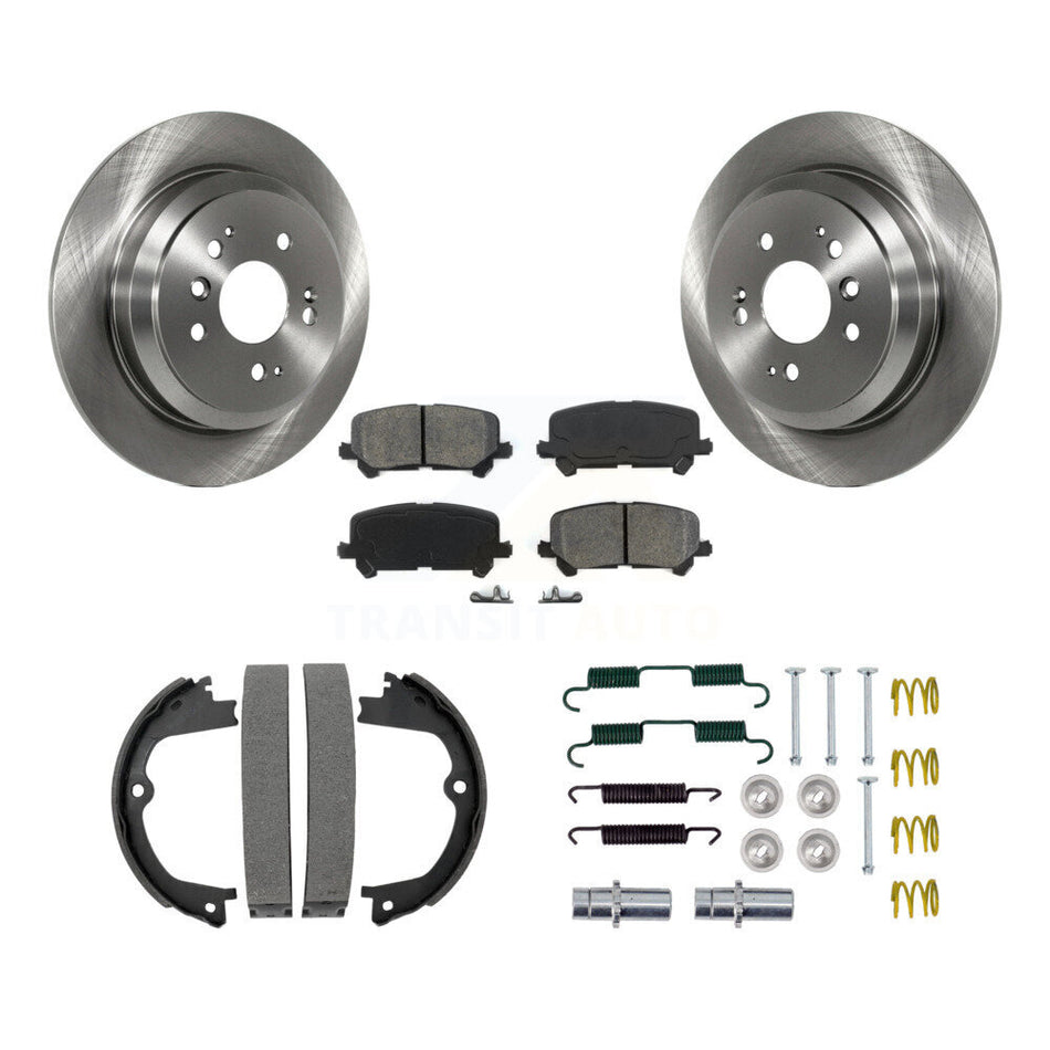 Rear Disc Rotors Semi-Metallic Pads Parking Shoes Hardware Kit For Honda Pilot Ridgeline K8S-104641