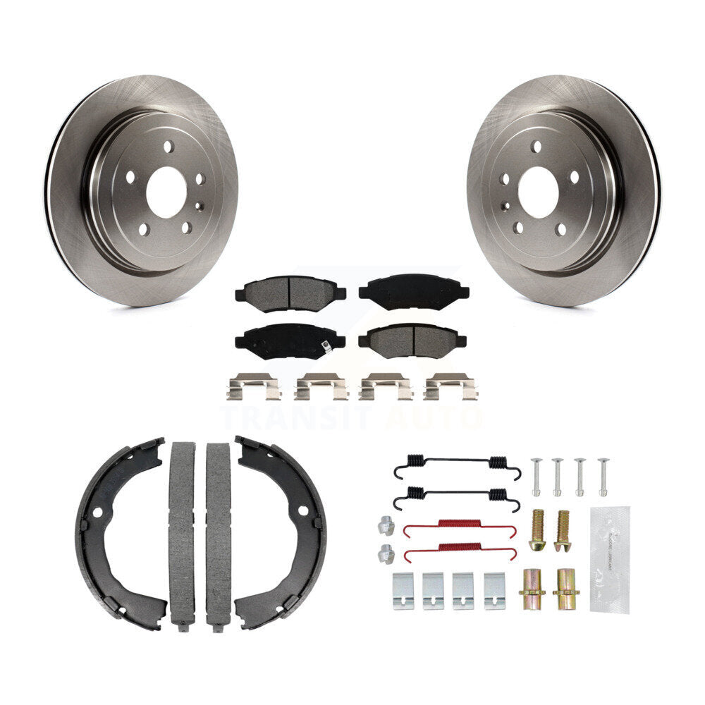 Rear Disc Rotors Semi-Metallic Pads Parking Shoes & Hardware Kit For Chevrolet Camaro CTS K8S-104642
