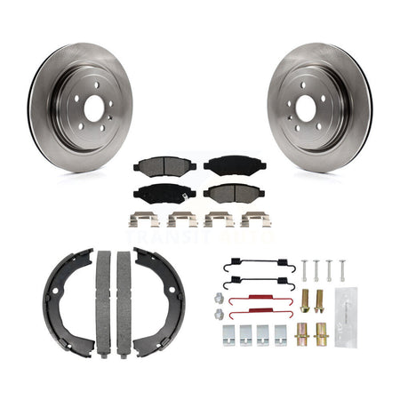 Rear Disc Rotors Semi-Metallic Pads Parking Brake Shoes And Hardware Kit For Cadillac CTS K8S-104644