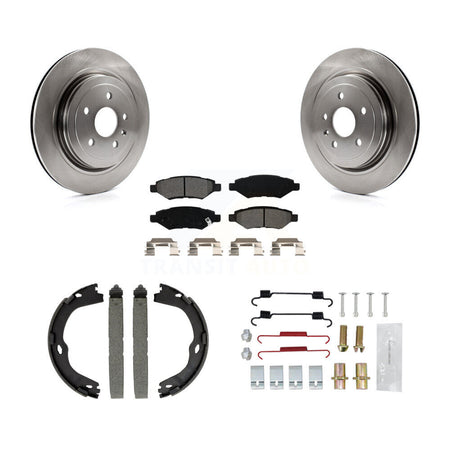 Rear Disc Rotors Semi-Metallic Pads Parking Brake Shoes And Hardware Kit For Cadillac CTS K8S-104646