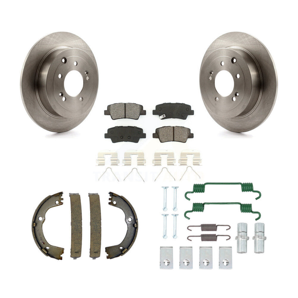 Rear Disc Rotors Semi-Metallic Pads Parking Shoes And Hardware Kit For Hyundai Tucson Kia K8S-104648