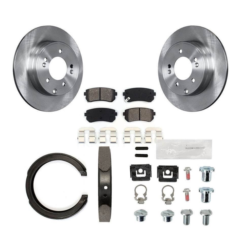 Rear Disc Rotors Semi-Metallic Pads Parking Shoes Hardware Kit For Hyundai Tucson Sonata K8S-104649