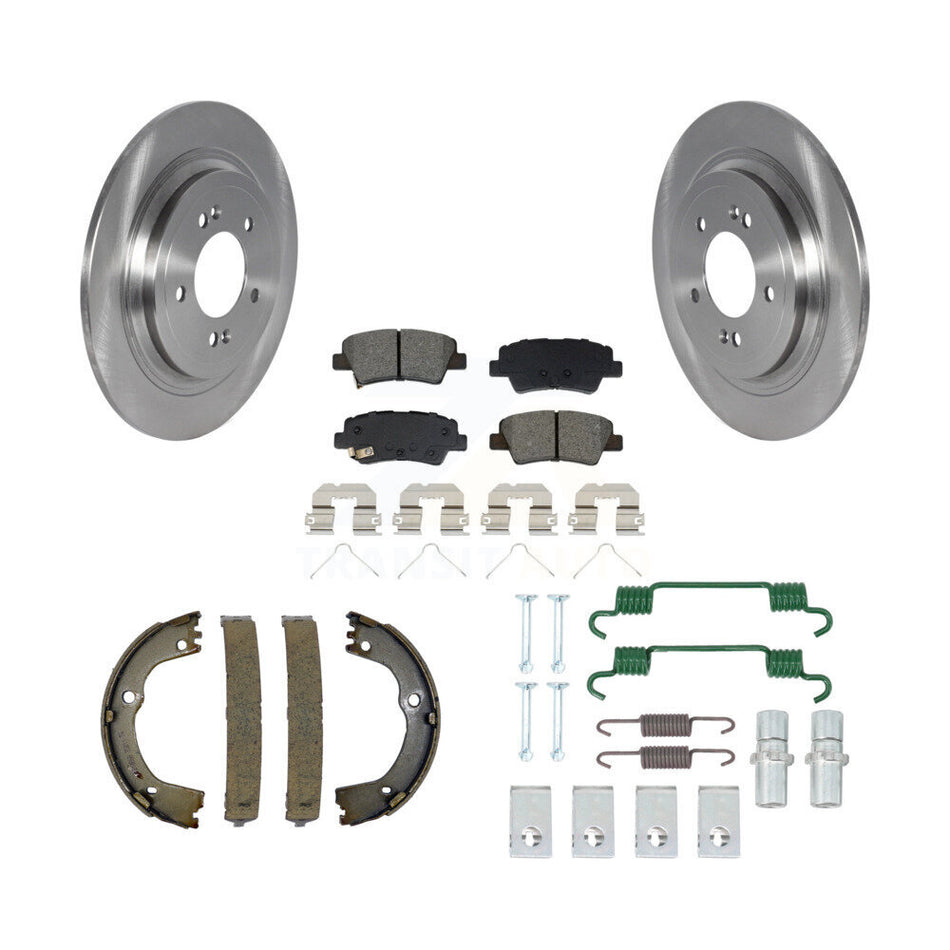 Rear Disc Rotors Semi-Metallic Pads Parking Brake Shoes And Hardware Kit For Kia Sportage K8S-104650