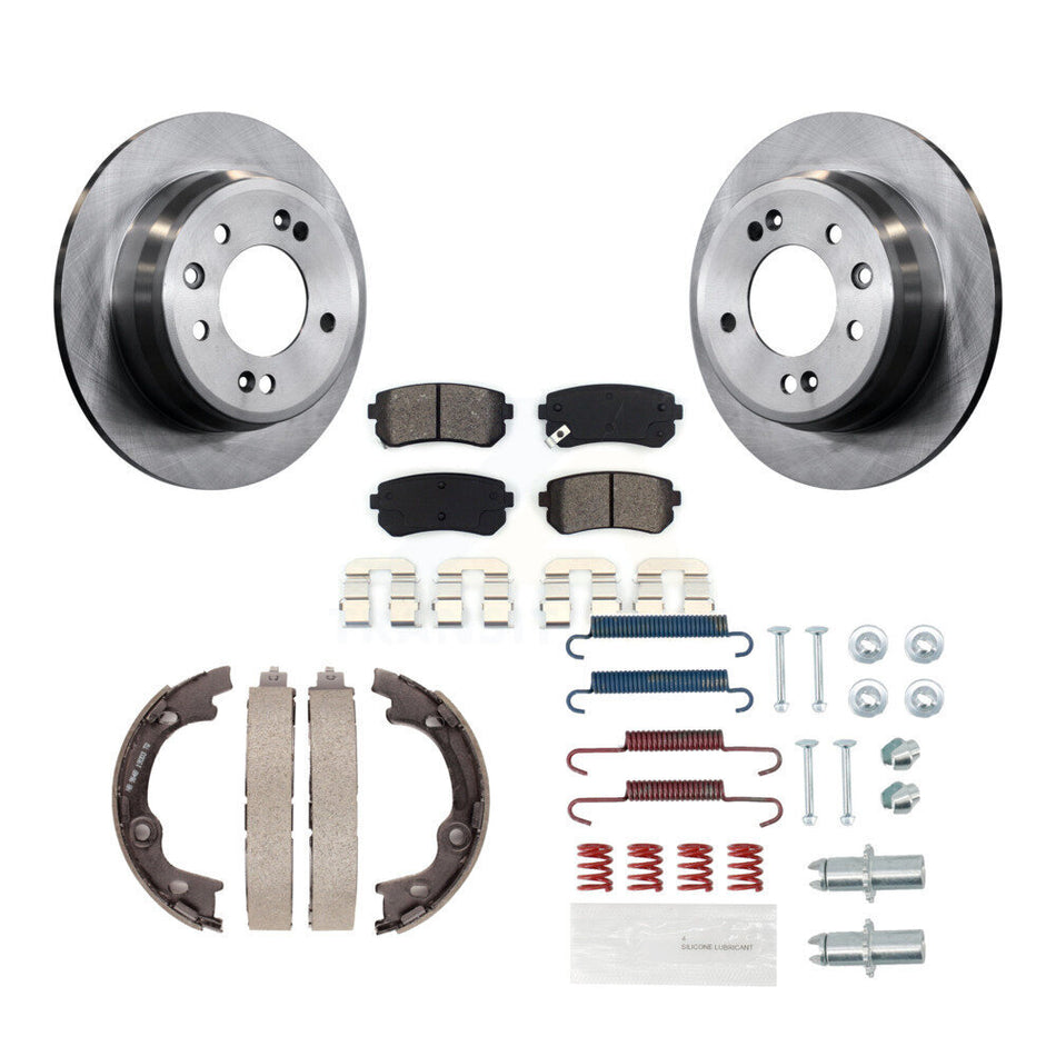Rear Disc Rotors Semi-Metallic Pads Parking Shoes And Hardware Kit For Hyundai Tucson FWD K8S-104652