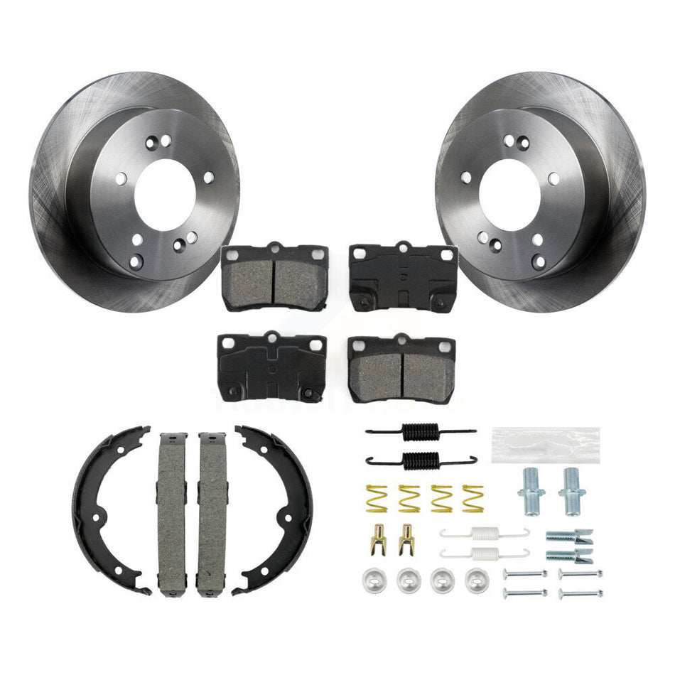 Rear Disc Rotors Semi-Metallic Pads Parking Brake Shoes And Hardware Kit For Lexus IS250 K8S-104655