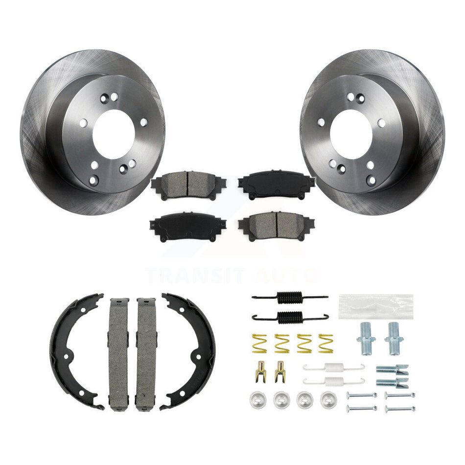 Rear Disc Rotors Semi-Metallic Pads Parking Brake Shoes And Hardware Kit For Lexus IS250 K8S-104657