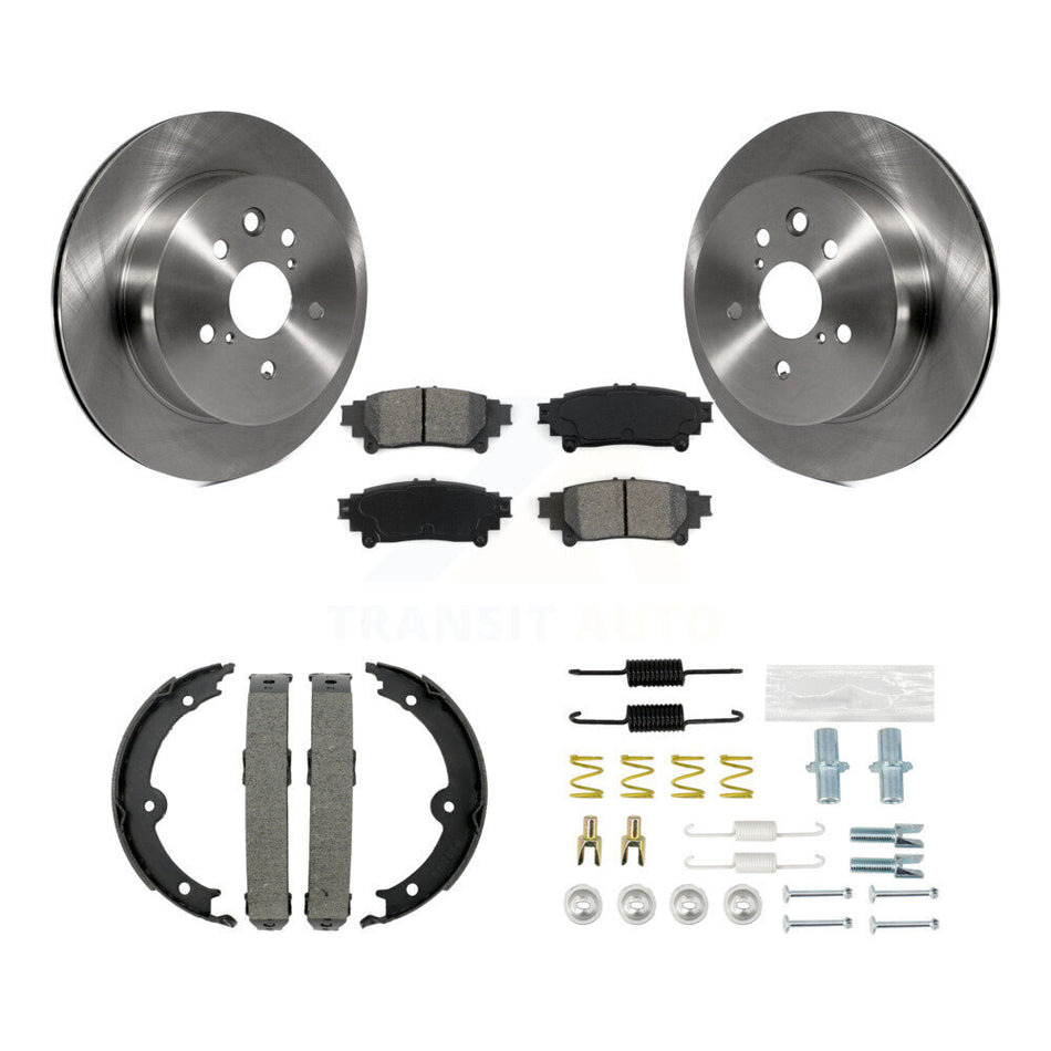 Rear Disc Rotors Semi-Metallic Pads Parking Brake Shoes And Hardware Kit For Lexus IS250 K8S-104658