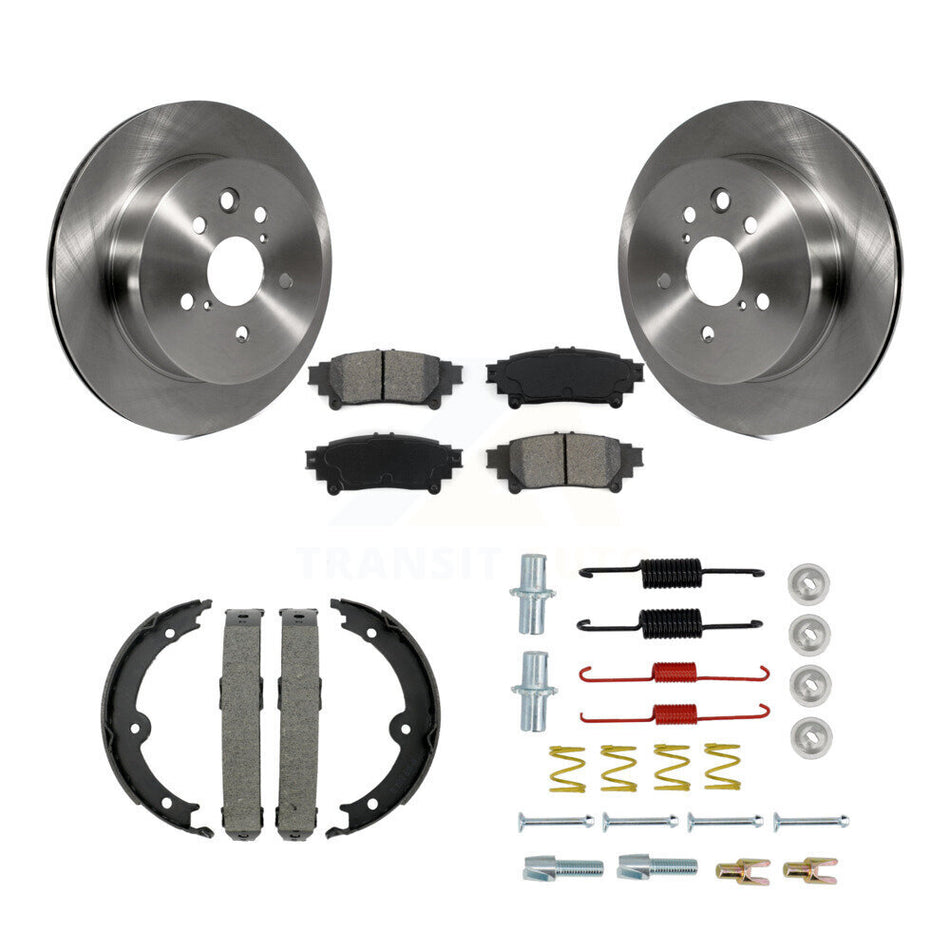 Rear Disc Rotors Semi-Metallic Pads Parking Brake Shoes And Hardware Kit For Lexus IS350 K8S-104659