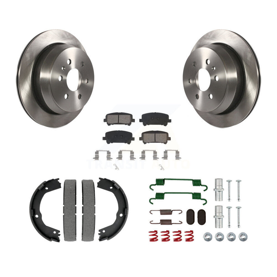 Rear Disc Rotors Semi-Metallic Pads Parking Shoes Hardware Kit For Chevrolet Colorado GMC K8S-104661