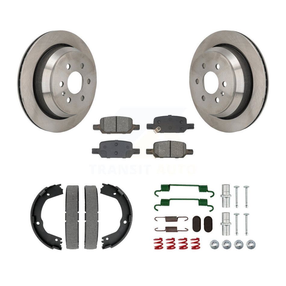Rear Disc Rotors Semi-Metallic Pads Parking Shoes Hardware Kit For Chevrolet Colorado GMC K8S-104662