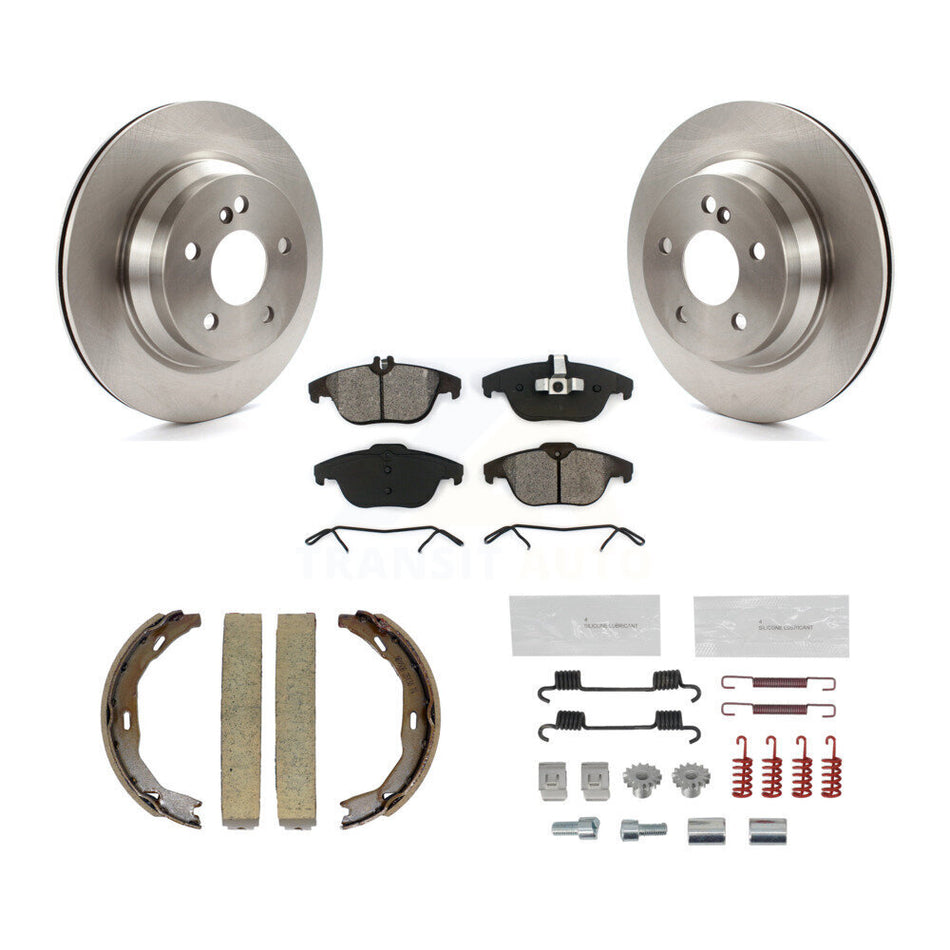 Rear Disc Rotors Semi-Metallic Pads Parking Shoes And Hardware Kit For Mercedes-Benz E350 K8S-104669