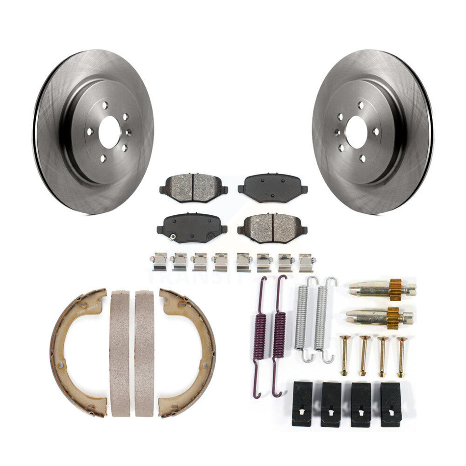 Rear Disc Rotors Semi-Metallic Pads Parking Brake Shoes And Hardware Kit For Lincoln MKT K8S-104672