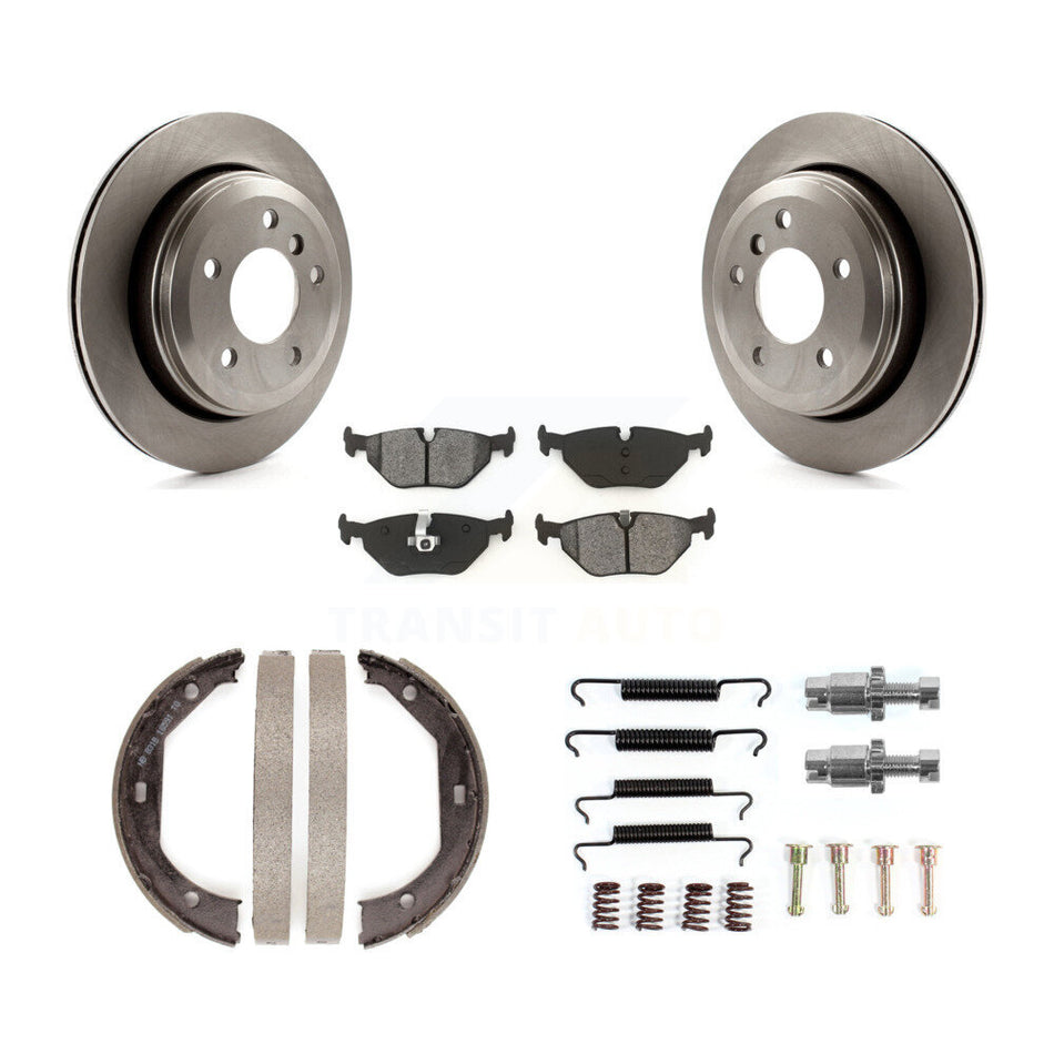 Rear Disc Rotors Semi-Metallic Pads Parking Shoes & Hardware Kit For 2001-2005 BMW 325xi K8S-104676
