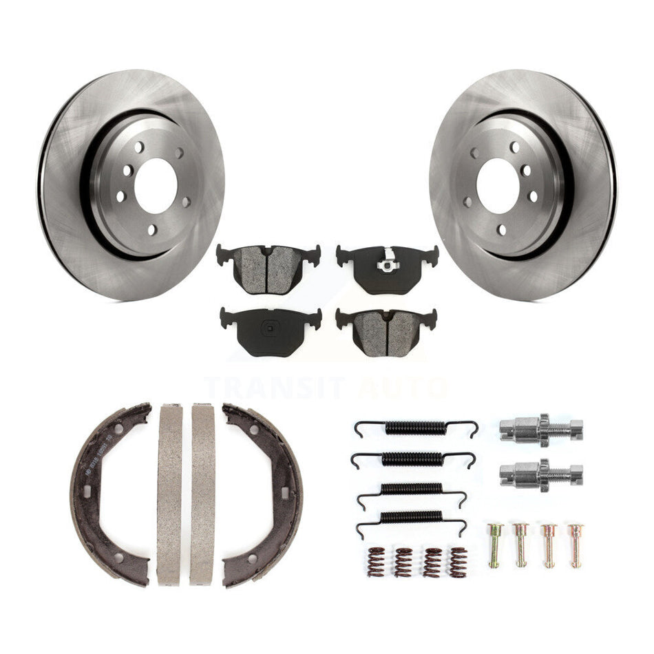 Rear Disc Rotors Semi-Metallic Pads Parking Shoes & Hardware Kit For BMW 330Ci 330i 330xi K8S-104677