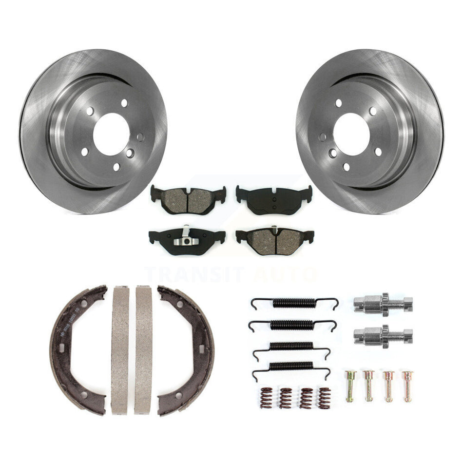 Rear Disc Rotors Semi-Metallic Pads Parking Shoes And Hardware Kit For BMW 328i xDrive X1 K8S-104679