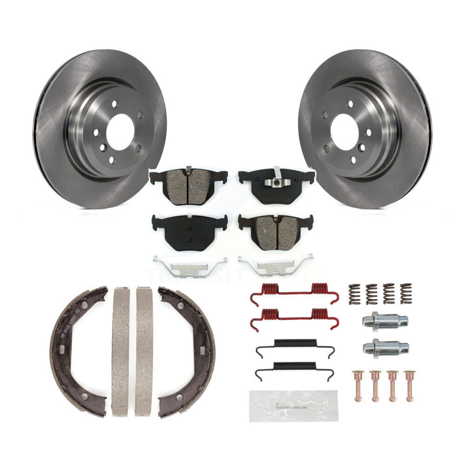 Rear Disc Rotors Semi-Metallic Pads Parking Brake Shoes And Hardware Kit For BMW X1 K8S-104682