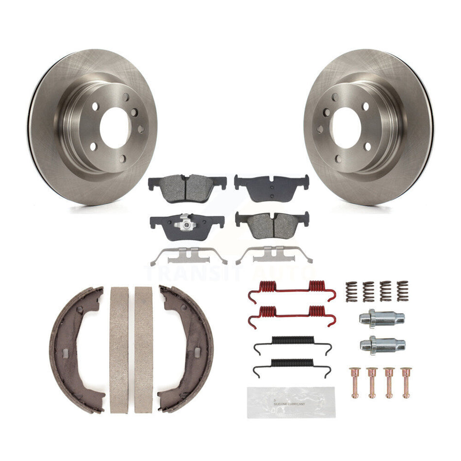 Rear Disc Rotors Semi-Metallic Pads Parking Shoes & Hardware Kit For BMW 230i xDrive 228i K8S-104684