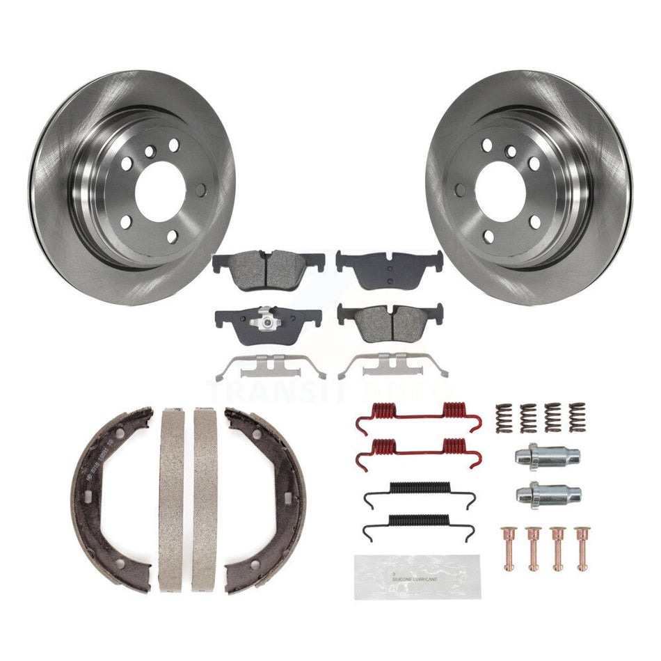 Rear Disc Rotors Semi-Metallic Pads Parking Shoes & Hardware Kit For BMW 428i xDrive Gran K8S-104686