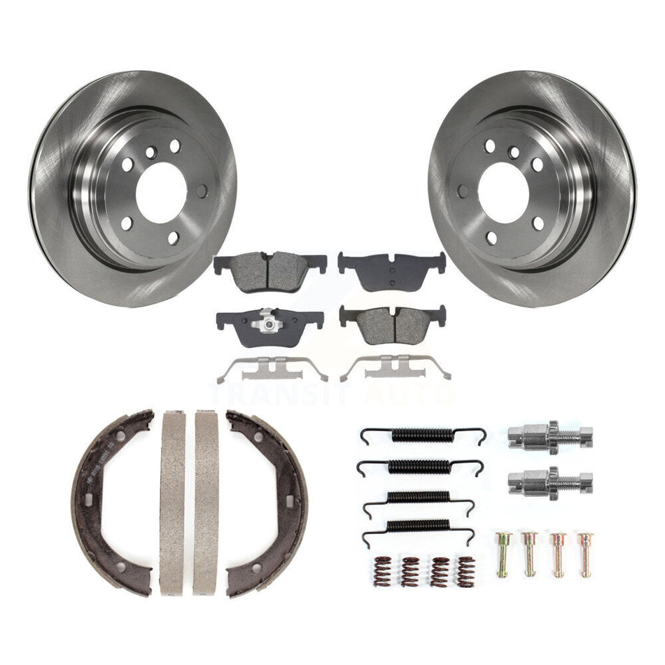 Rear Disc Rotors Semi-Metallic Pads Parking Shoes & Hardware Kit For BMW 328i xDrive 330i K8S-104687