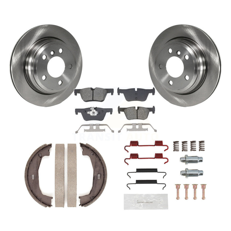 Rear Disc Rotors Semi-Metallic Pads Parking Shoes & Hardware Kit For BMW 320i xDrive 428i K8S-104691