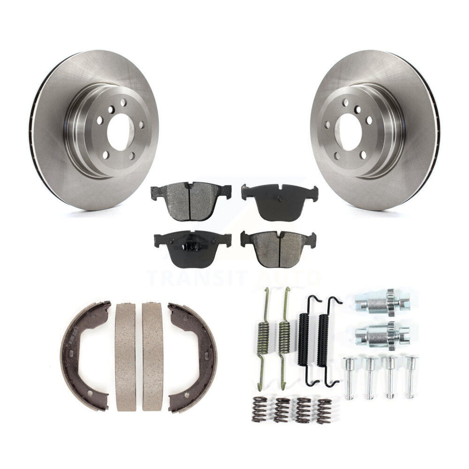 Rear Disc Rotors Semi-Metallic Pads Parking Brake Shoes And Hardware Kit For BMW X5 X6 K8S-104697
