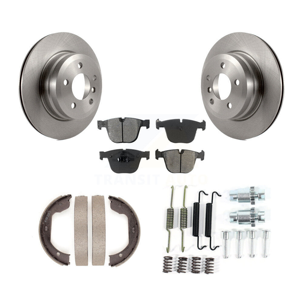 Rear Disc Rotors Semi-Metallic Pads Parking Shoes Hardware Kit For 2009 BMW X6 From 10 08 K8S-104702