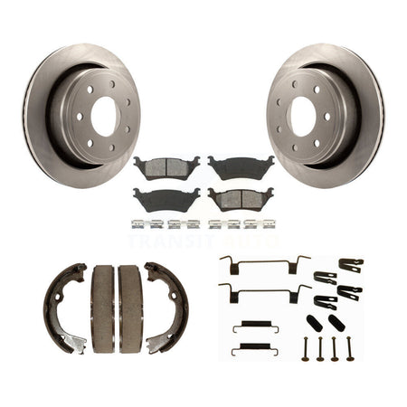 Rear Disc Rotors Semi-Metallic Pads Parking Brake Shoes And Hardware Kit For Ford F-150 K8S-104704