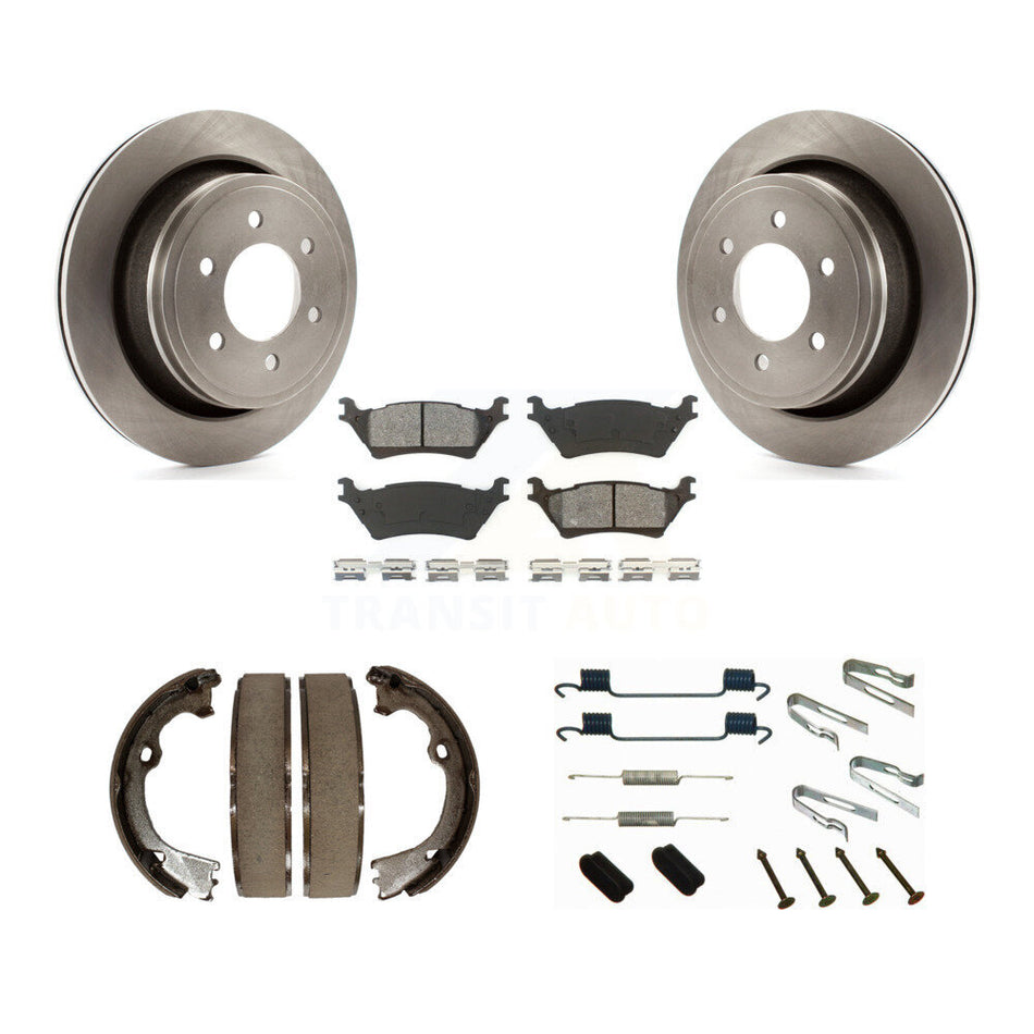 Rear Disc Rotors Semi-Metallic Pads Parking Brake Shoes And Hardware Kit For Ford F-150 K8S-104705