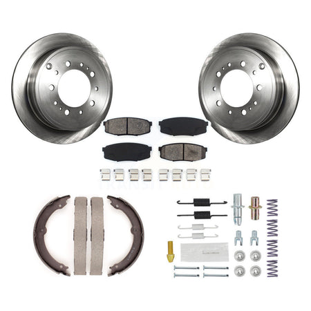 Rear Disc Rotors Semi-Metallic Pads Parking Shoes Hardware Kit For Toyota Tundra Sequoia K8S-104707
