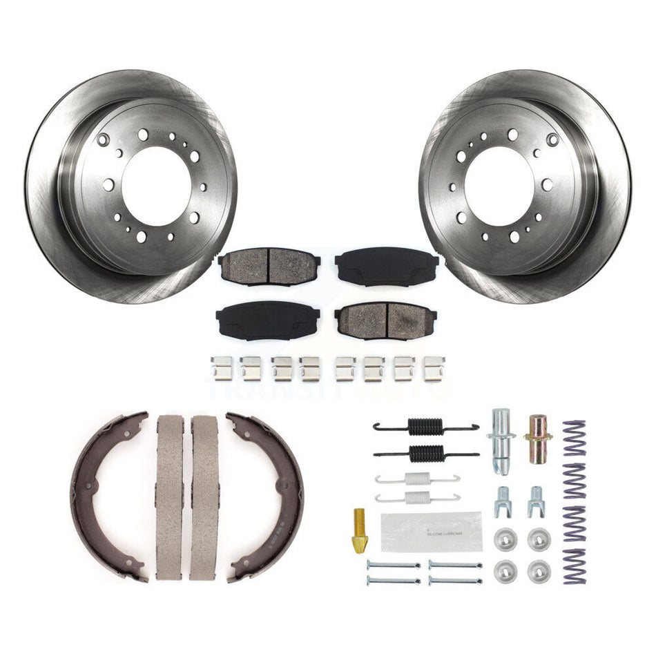 Rear Disc Rotors Semi-Metallic Pads Parking Shoes Hardware Kit For Toyota Tundra Sequoia K8S-104707