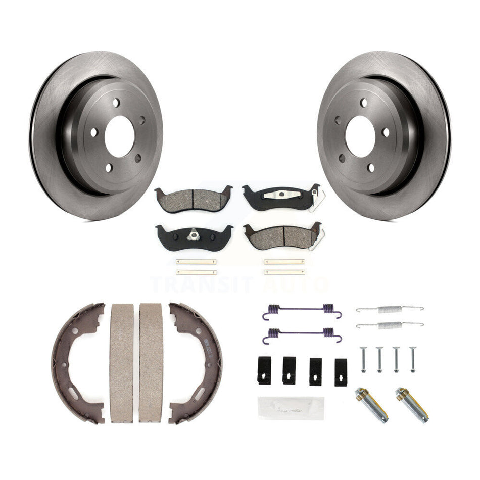 Rear Disc Rotors Semi-Metallic Pads Parking Shoes Hardware Kit For Mercury Grand Marquis K8S-104708