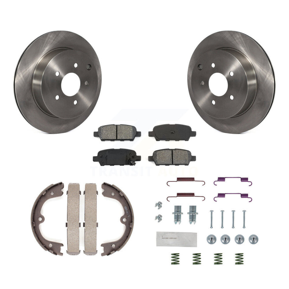 Rear Disc Rotors Semi-Metallic Pads Parking Shoes Hardware Kit For Nissan Murano INFINITI K8S-104709