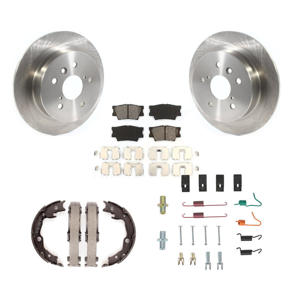 Rear Disc Rotors Semi-Metallic Pads Parking Brake Shoes And Hardware Kit For Toyota Camry K8S-104724