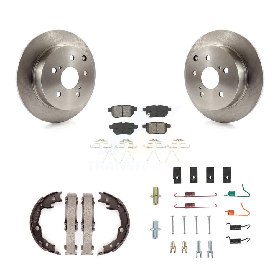 Rear Disc Rotors Semi-Metallic Pads Parking Shoes Hardware Kit For 2010 Toyota Matrix XRS K8S-104725